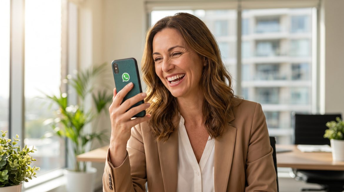 Corretora de imóveis atendendo cliente pelo WhatsApp